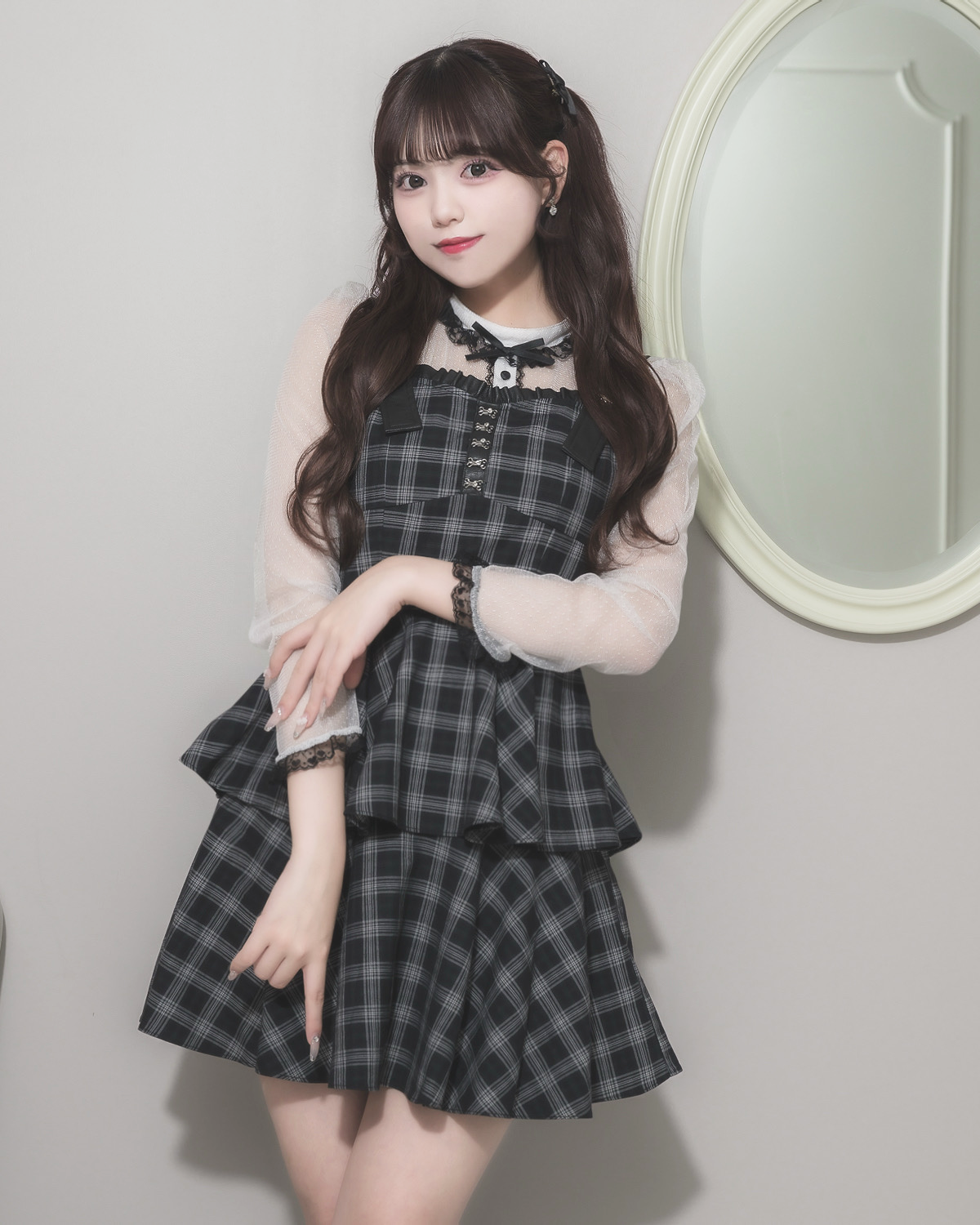 モデル身長:163cm/着用カラー:ブラックミックス