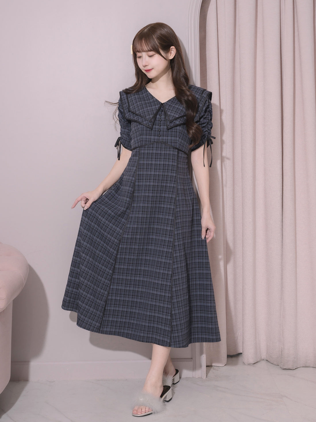 モデル身長:159cm/着用カラー:ダークチェック