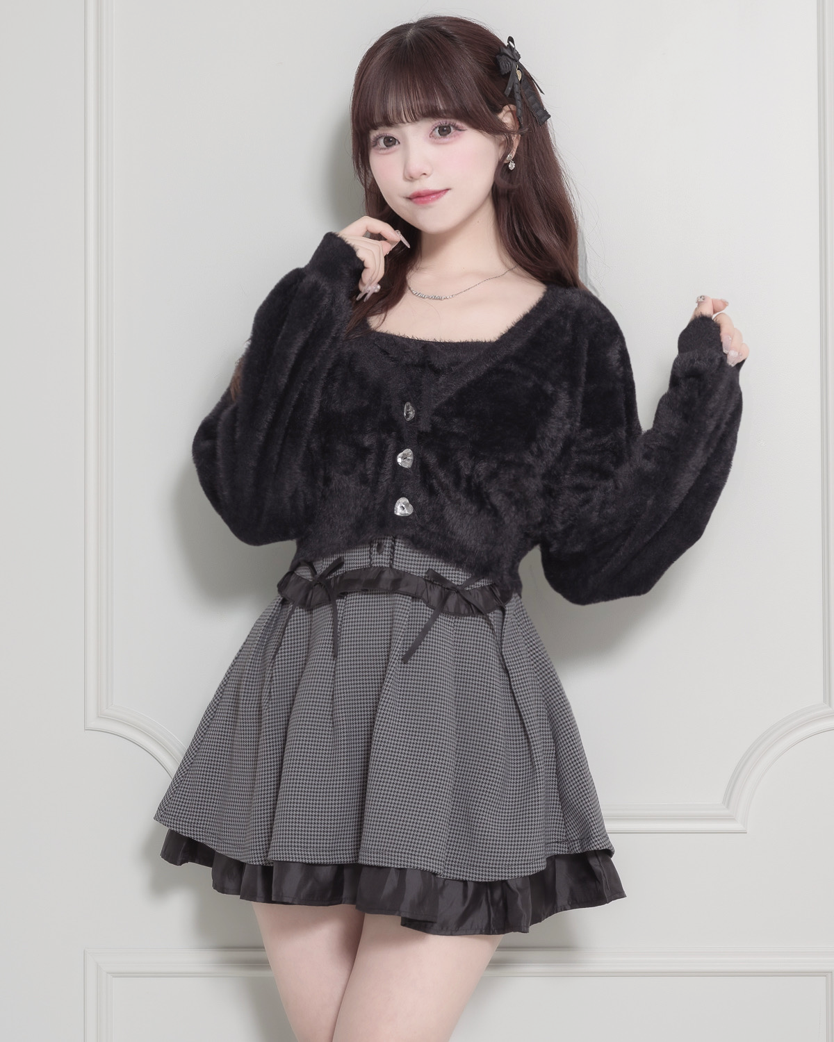pium ビジューチョーカー付きケープニット ハートビジュー pium ビジューチョーカー付きケープニット ハートビジュー