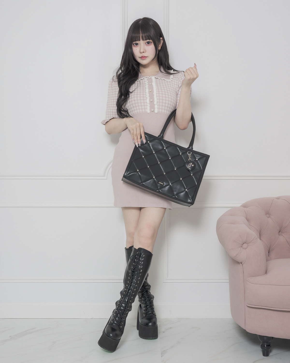 비쥬 퀼팅 토트 백