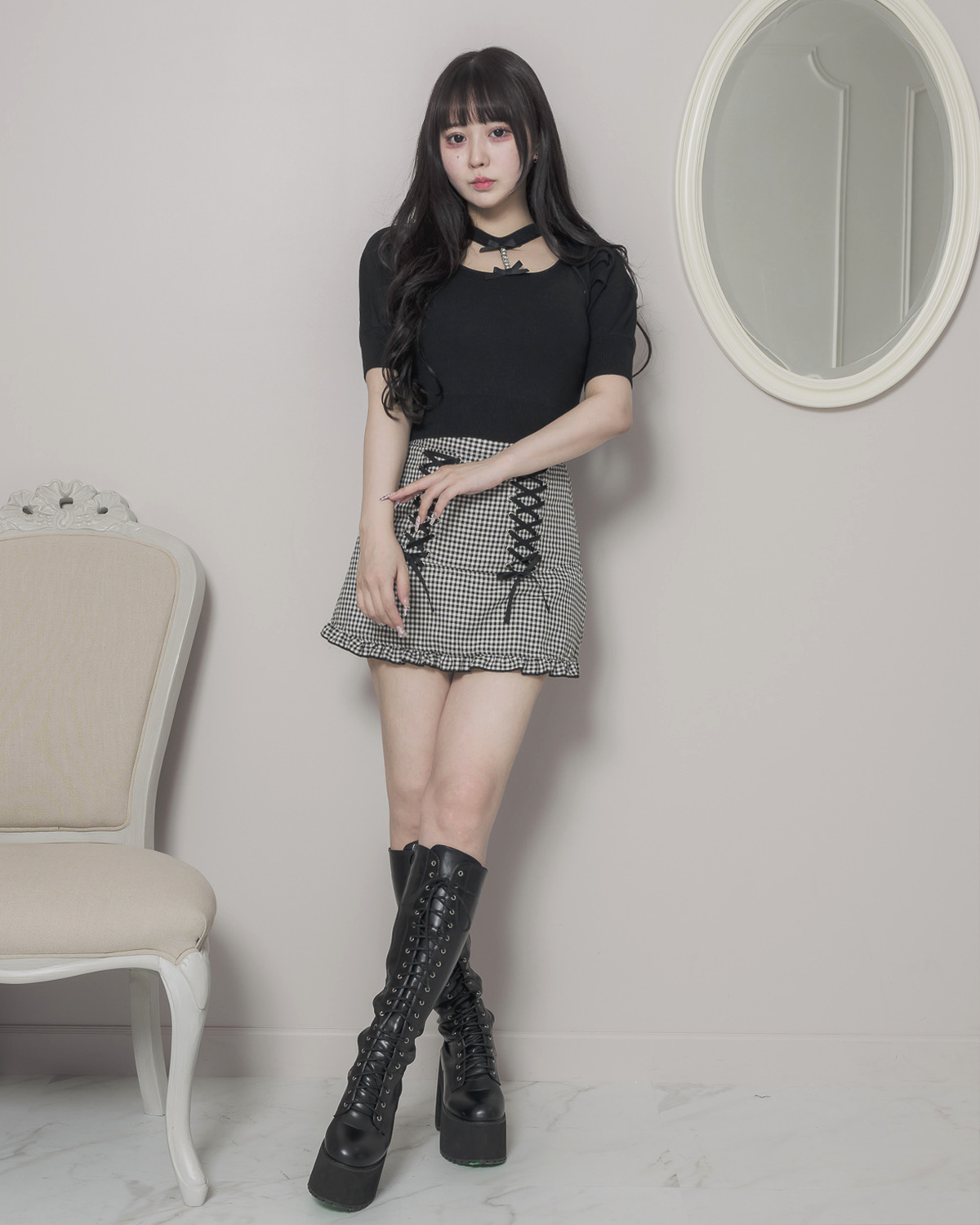 モデル身長:157cm/着用カラー:ブラック