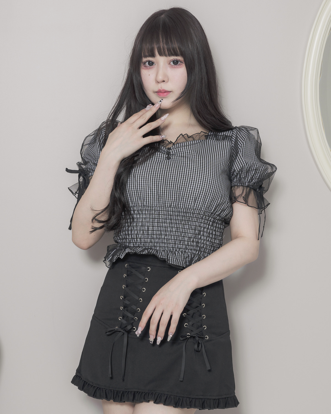 モデル身長:157cm / 着用カラー:ブラック