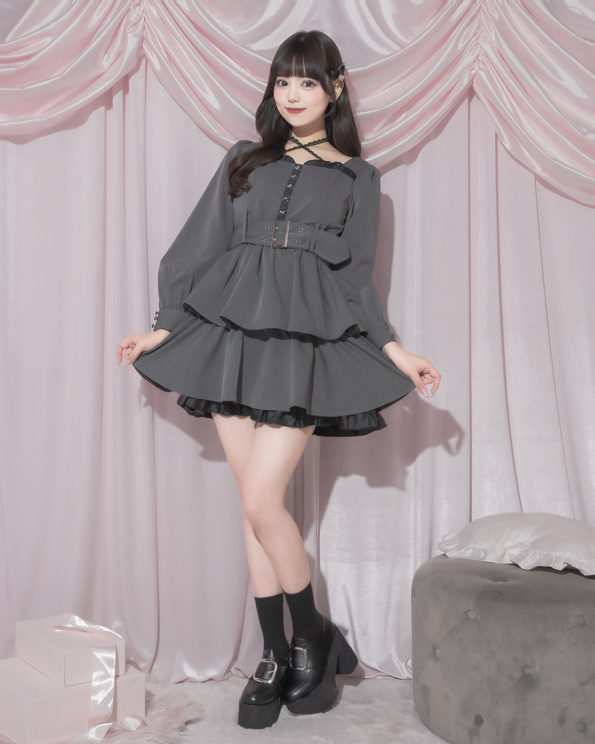 モデル身長:163cm/着用カラー:チャコール