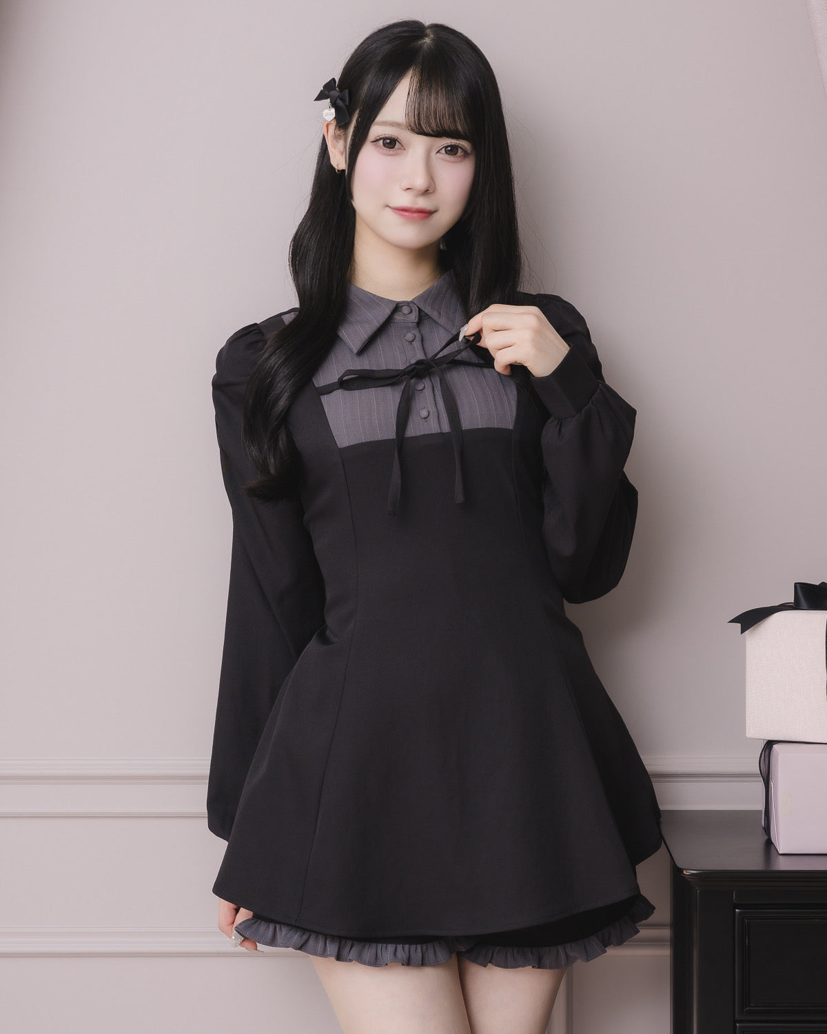 モデル身長:155cm/着用カラー:ブラック