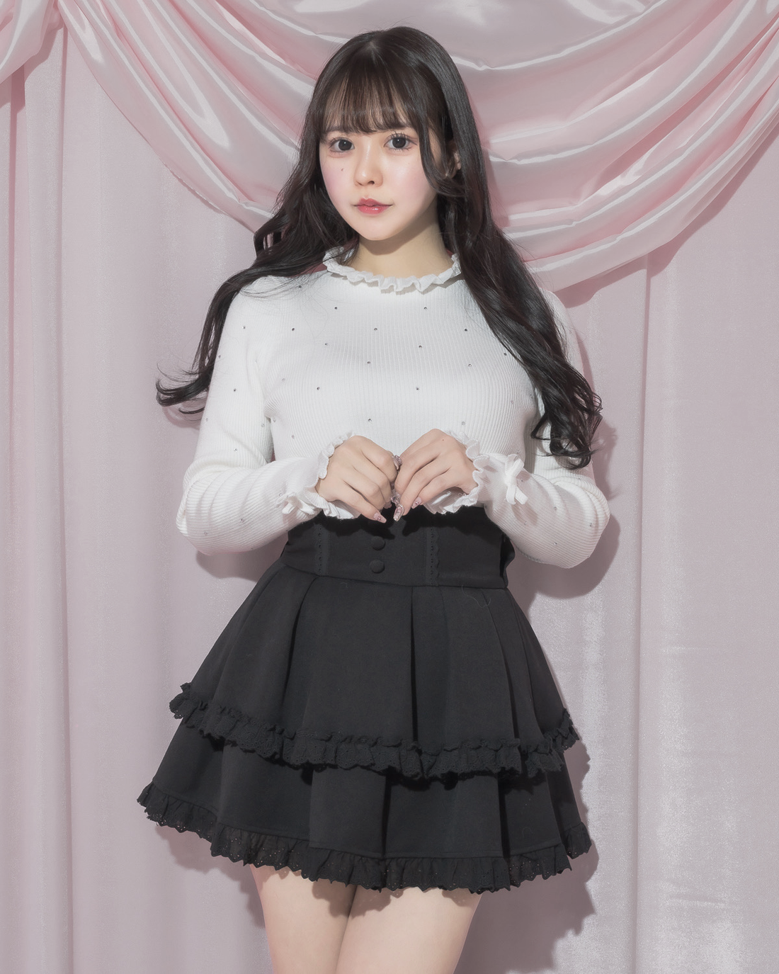 モデル身長:157cm/着用カラー:ブラック×ブラック