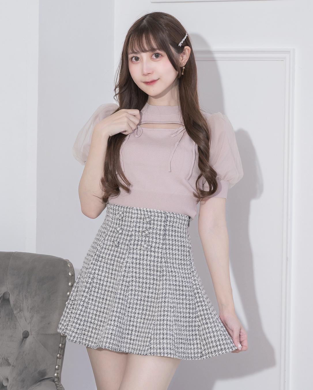 モデル身長:159cm/着用カラー:ピンク