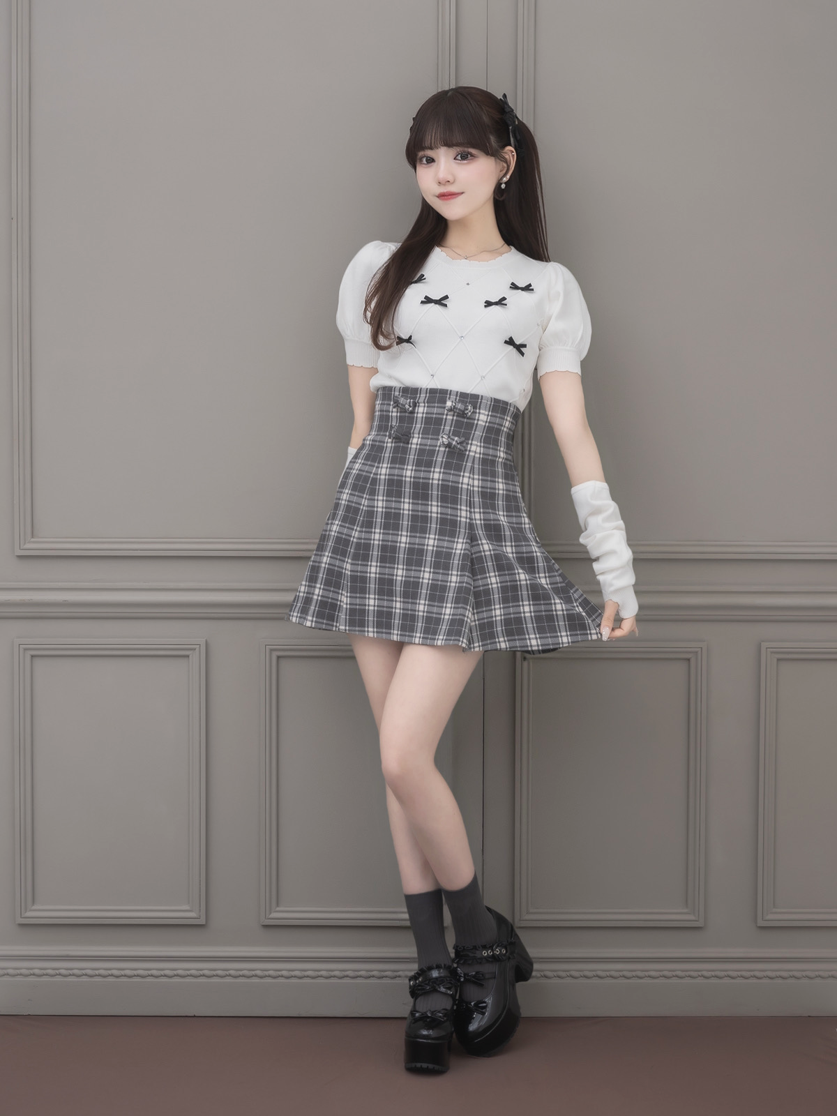 モデル身長:163cm/着用カラー:ホワイト