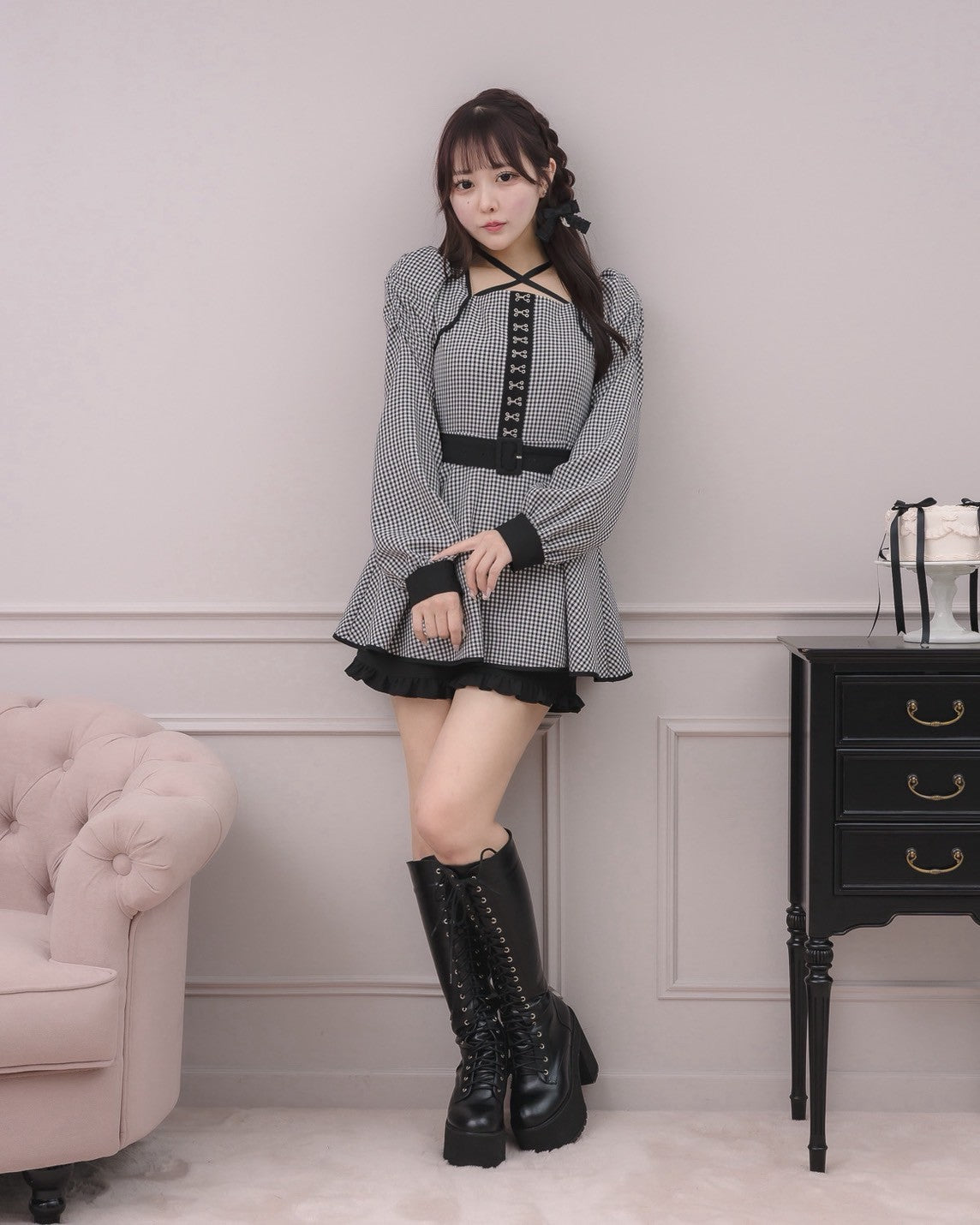 モデル身長:157cm/着用カラー:ギンガム