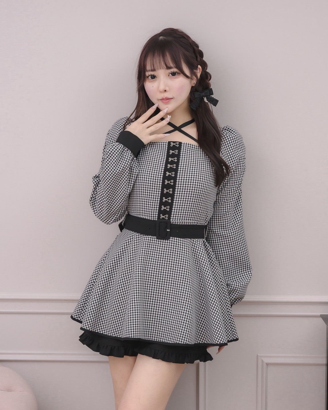 モデル身長:157cm/着用カラー:ギンガム