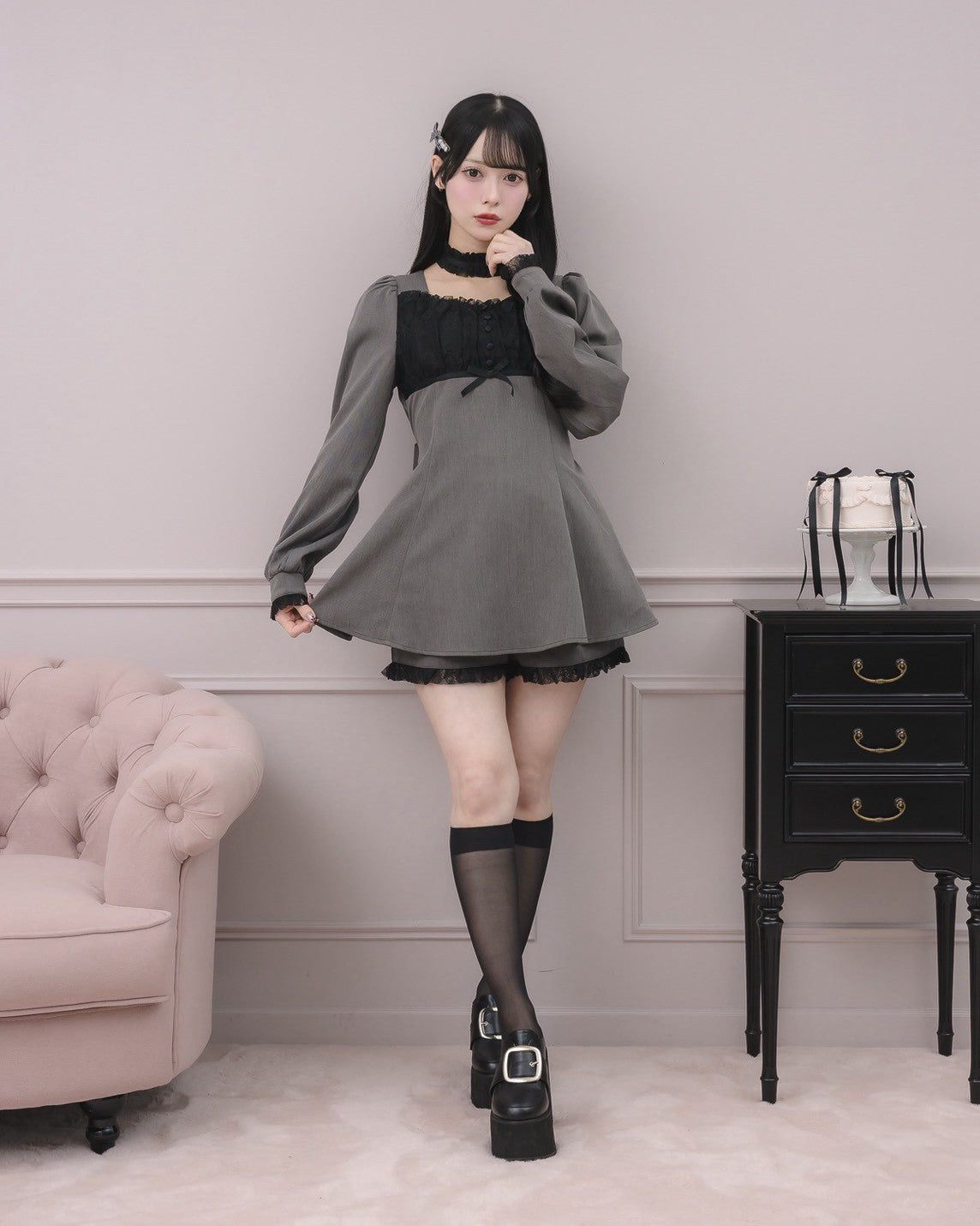 モデル身長:155cm/着用カラー:チャコール