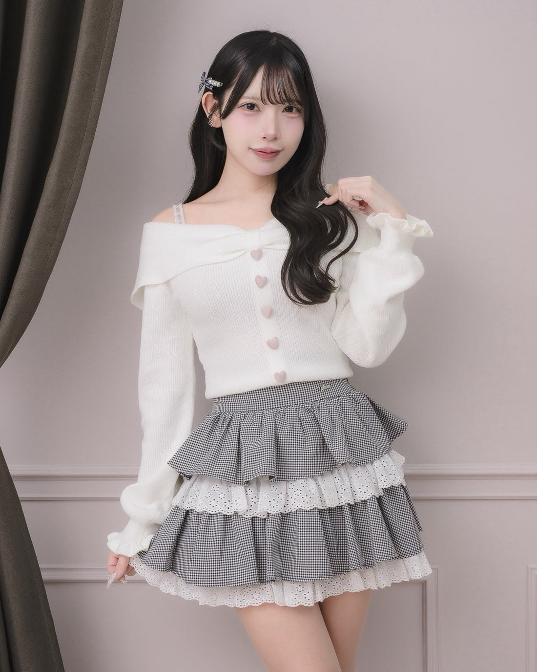 モデル身長:155cm/着用カラー:ギンガム