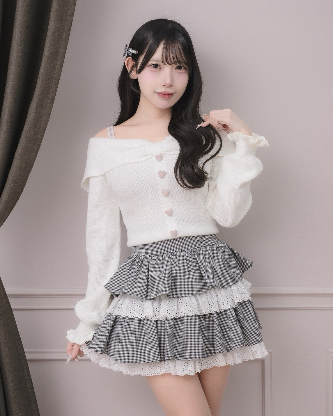 モデル身長:155cm/着用カラー:ギンガム