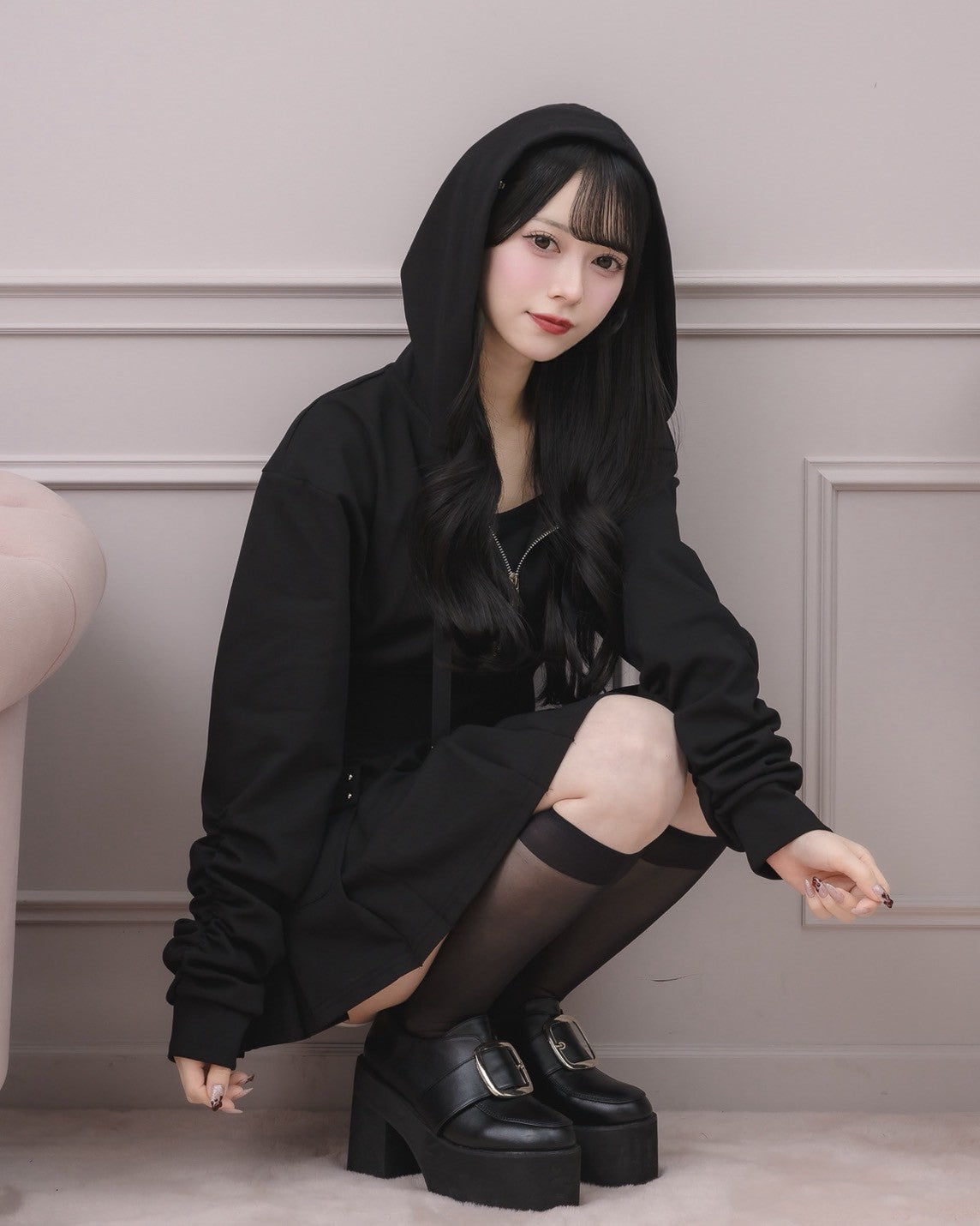 モデル身長:155cm/着用カラー:ブラック