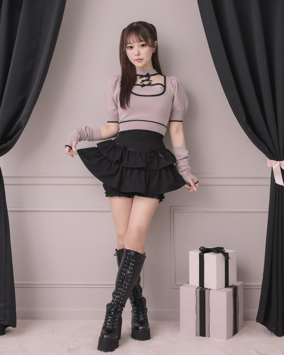 モデル身長:157cm/着用カラー:ブラック