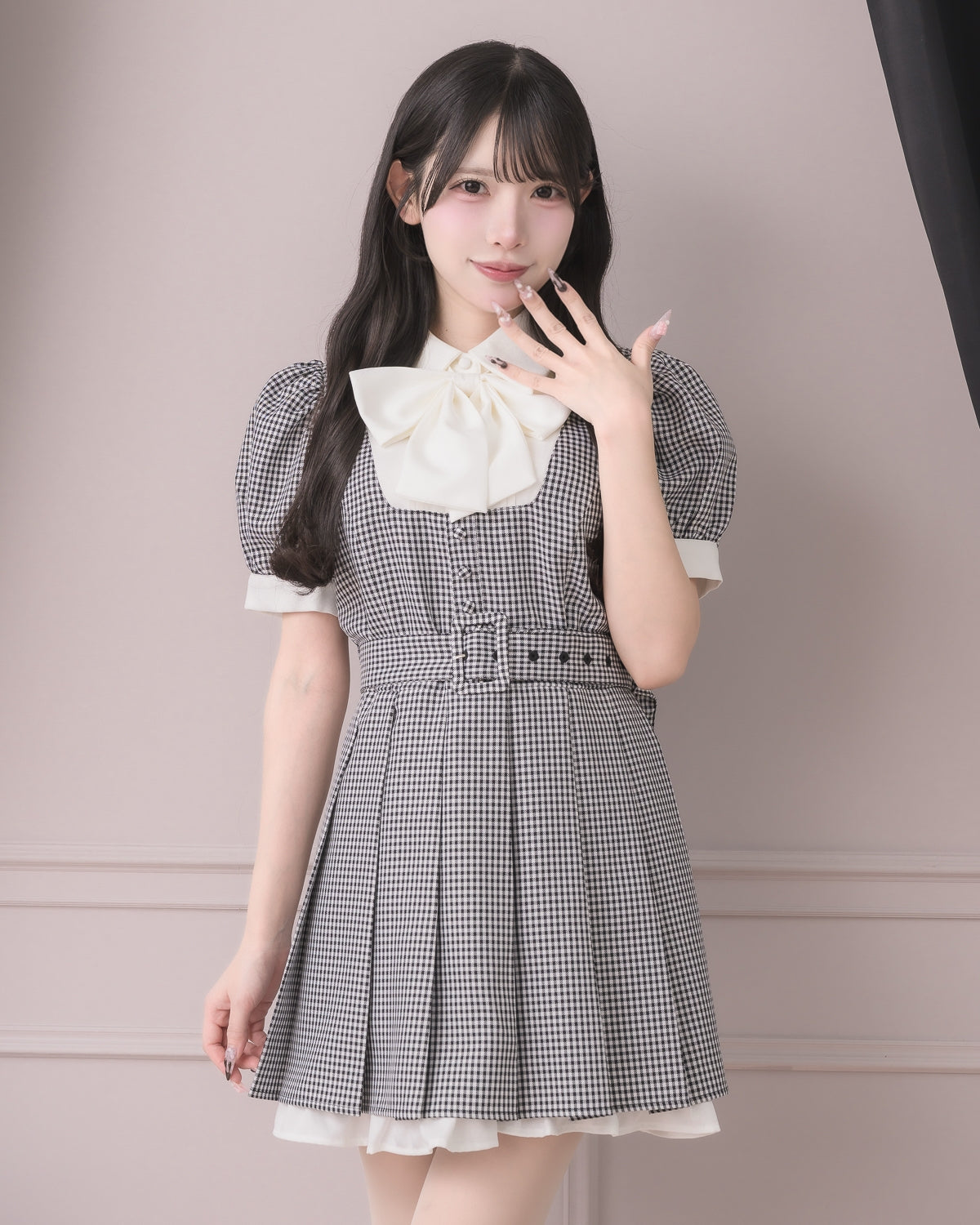 モデル身長:152cm/着用カラー:ギンガム