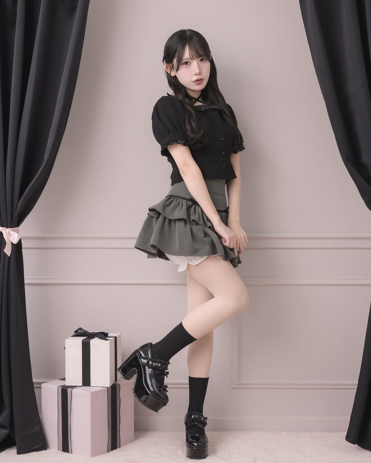 モデル身長:152cm/着用カラー:チャコール