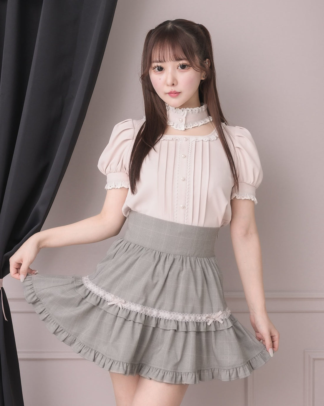 モデル身長:157cm/着用カラー:グレーチェック