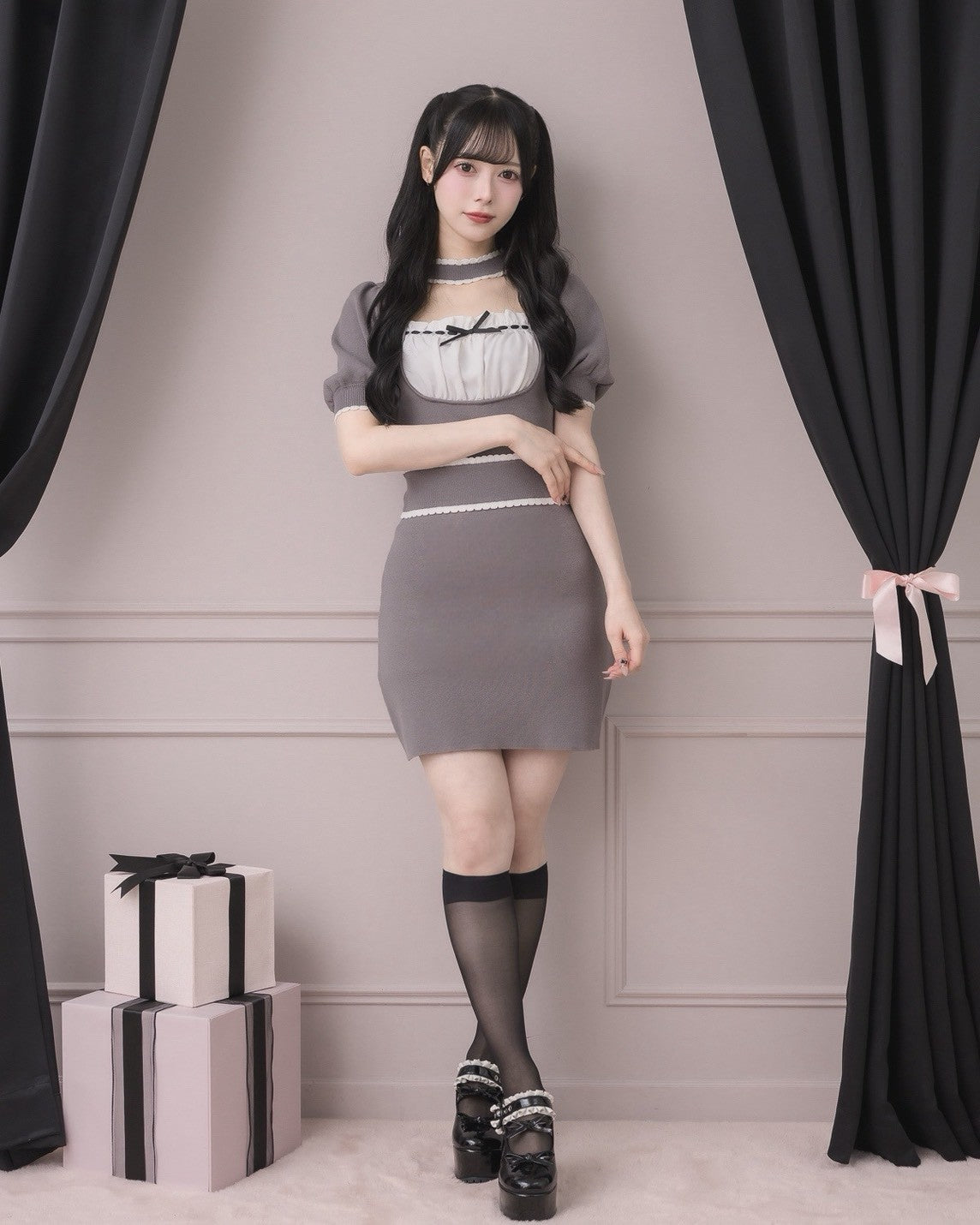 モデル身長:155cm/着用カラー:チャコール
