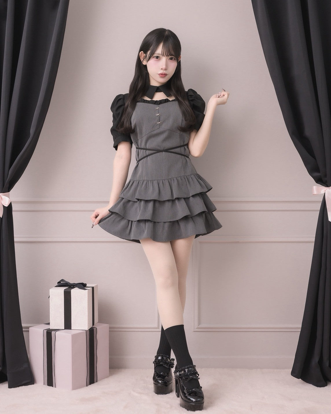 モデル身長:152cm/着用カラー:チャコール