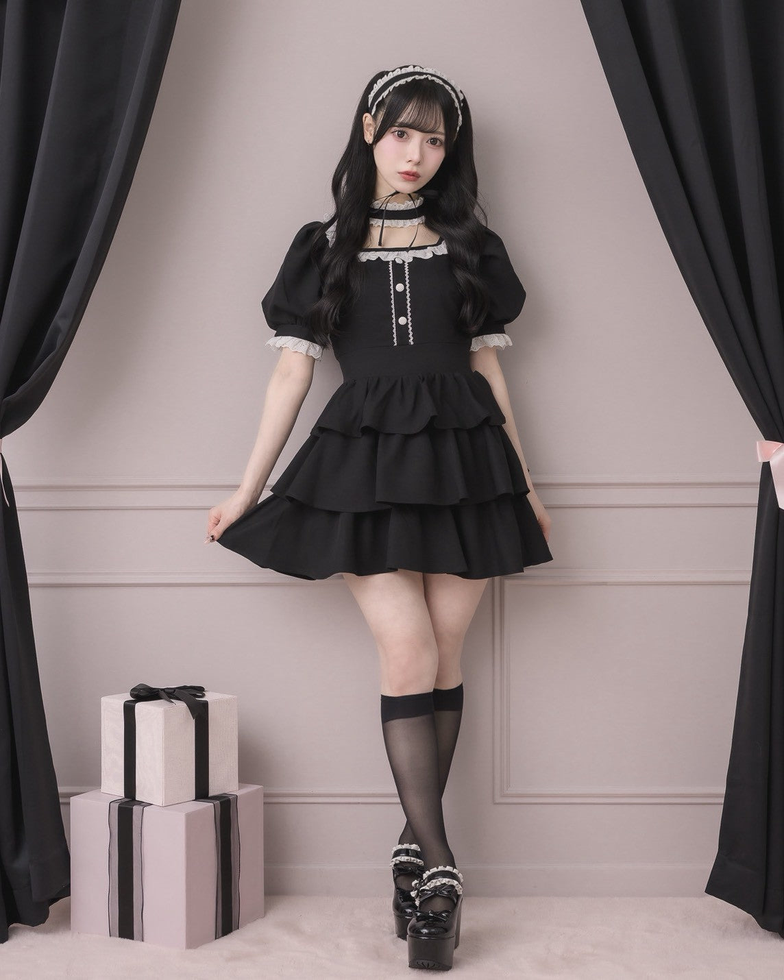 モデル身長:155cm/着用カラー:ブラック