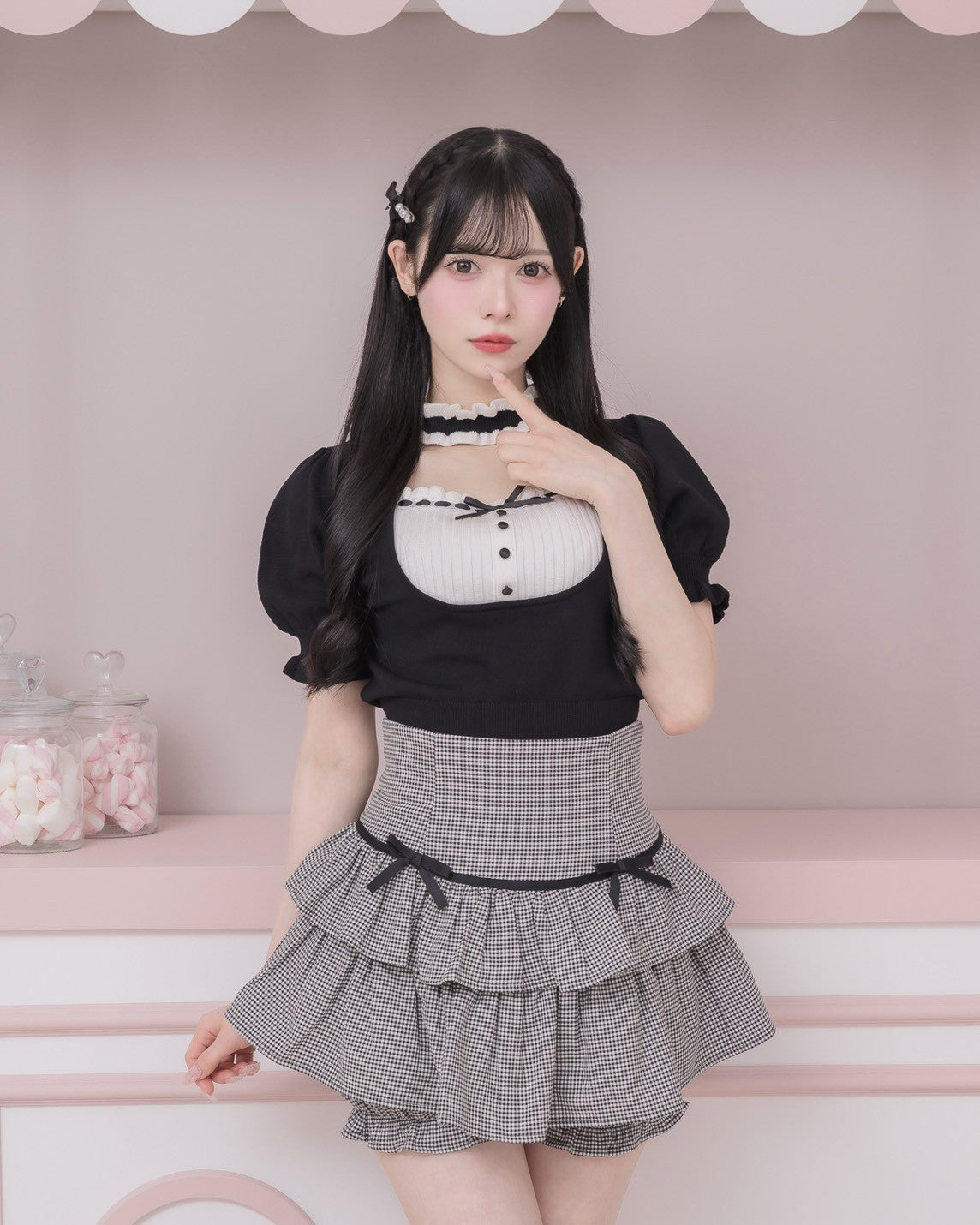 モデル身長:152cm/着用カラー:ブラック