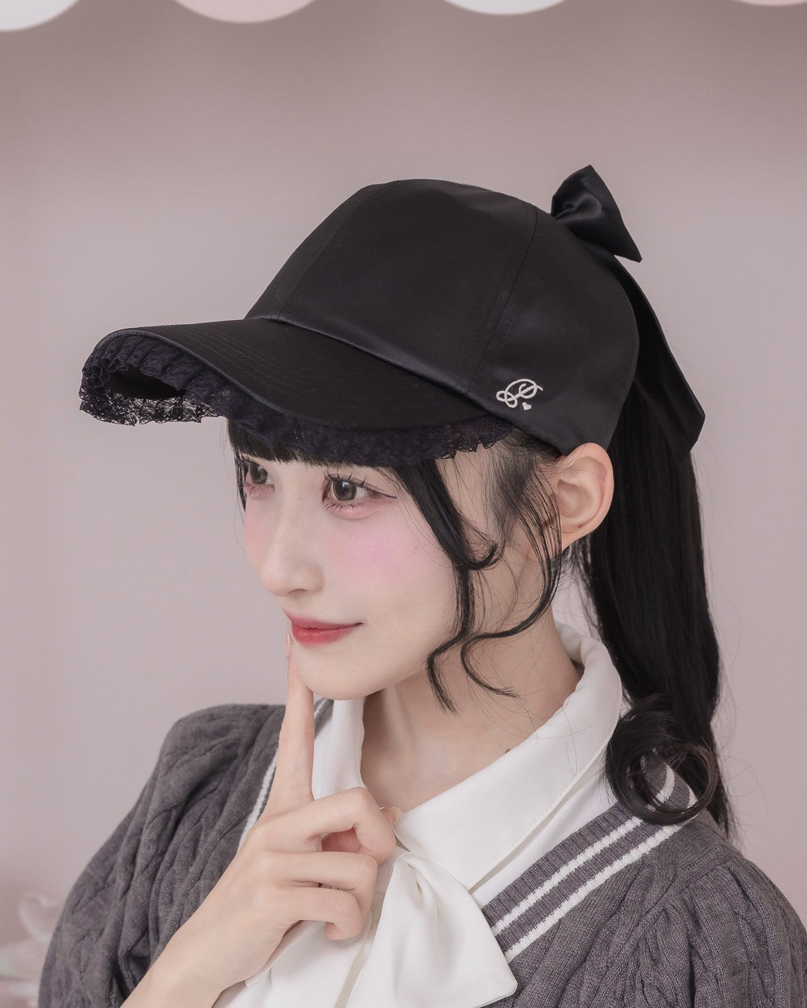 レースフリルサテンキャップ