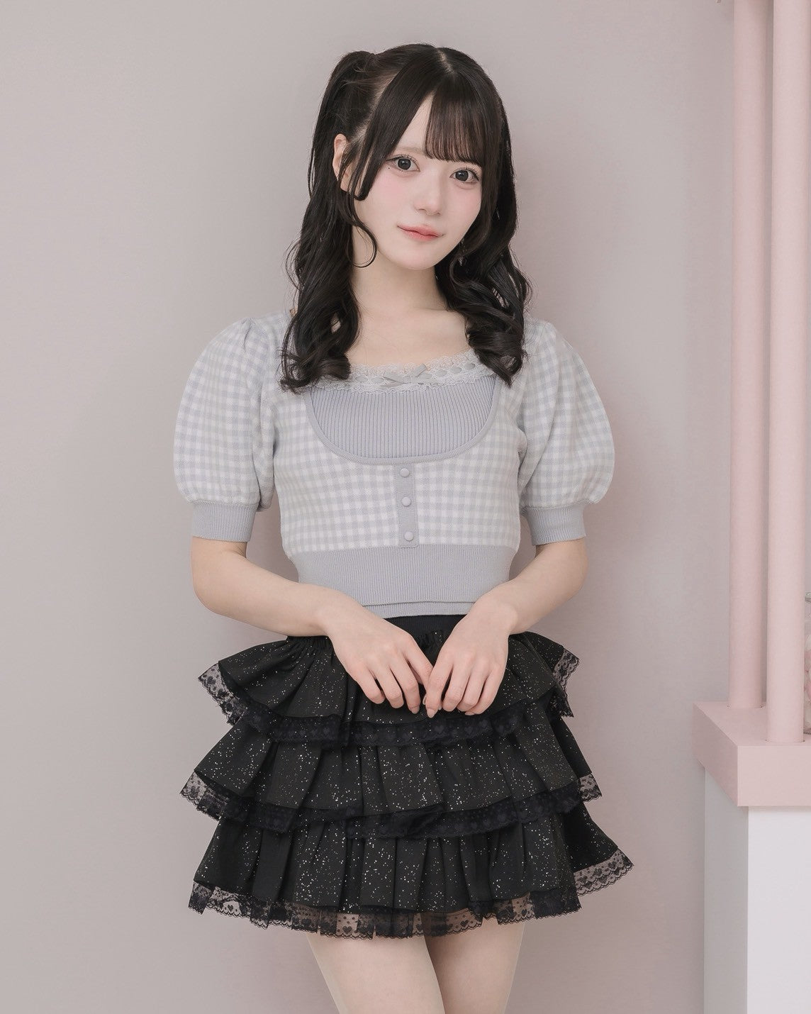 モデル身長:160cm/着用カラー:ブルーグレー