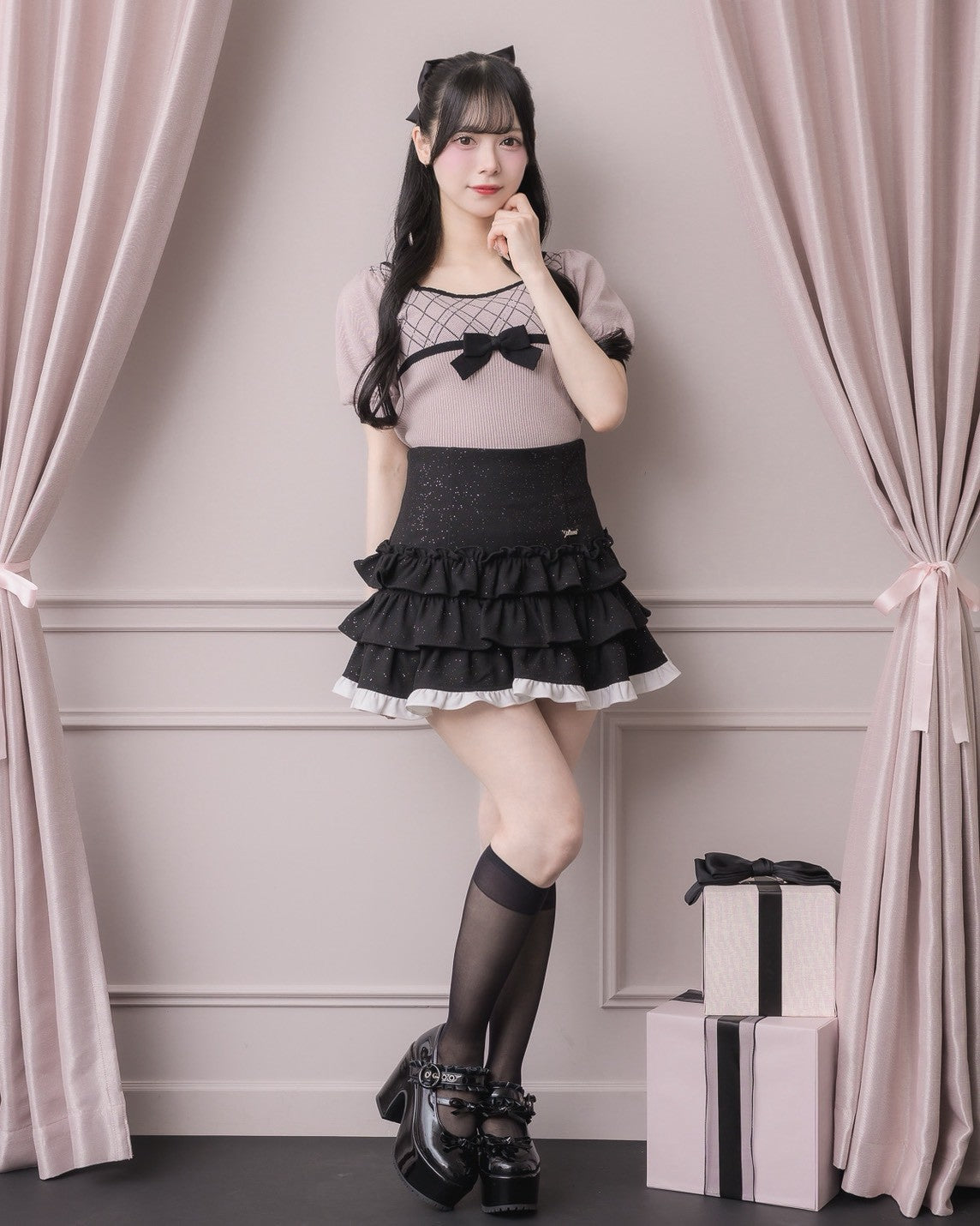 モデル身長:155cm/着用カラー:ブラック