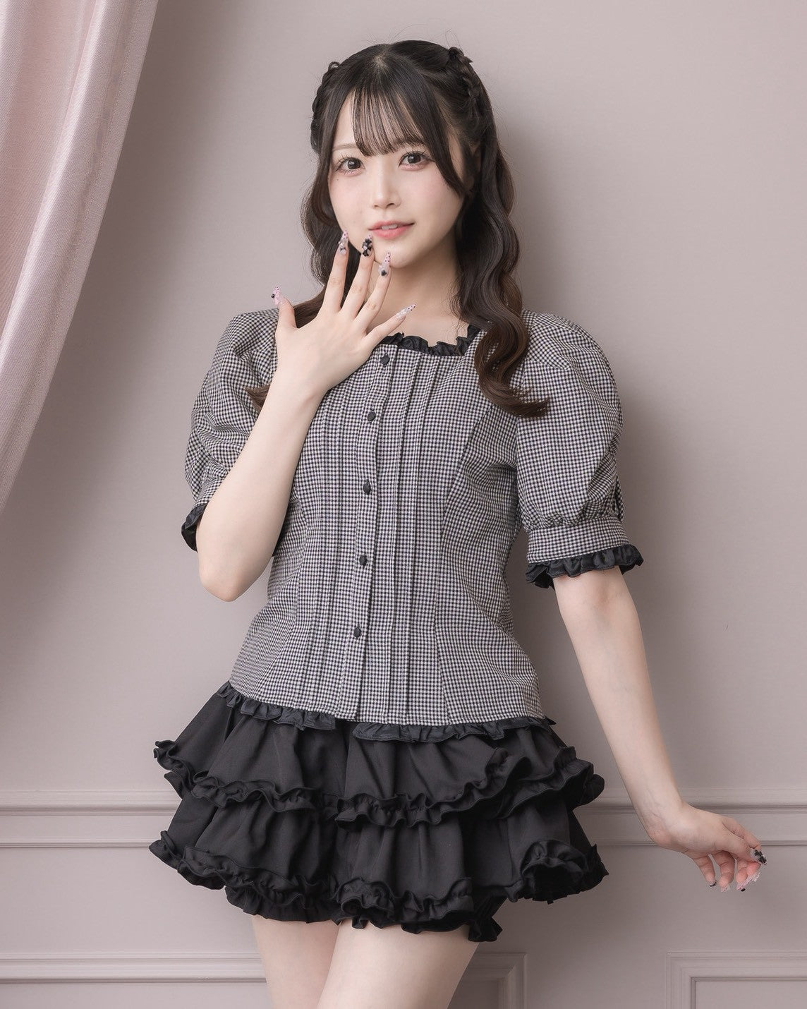 モデル身長:158cm/着用カラー:ギンガム