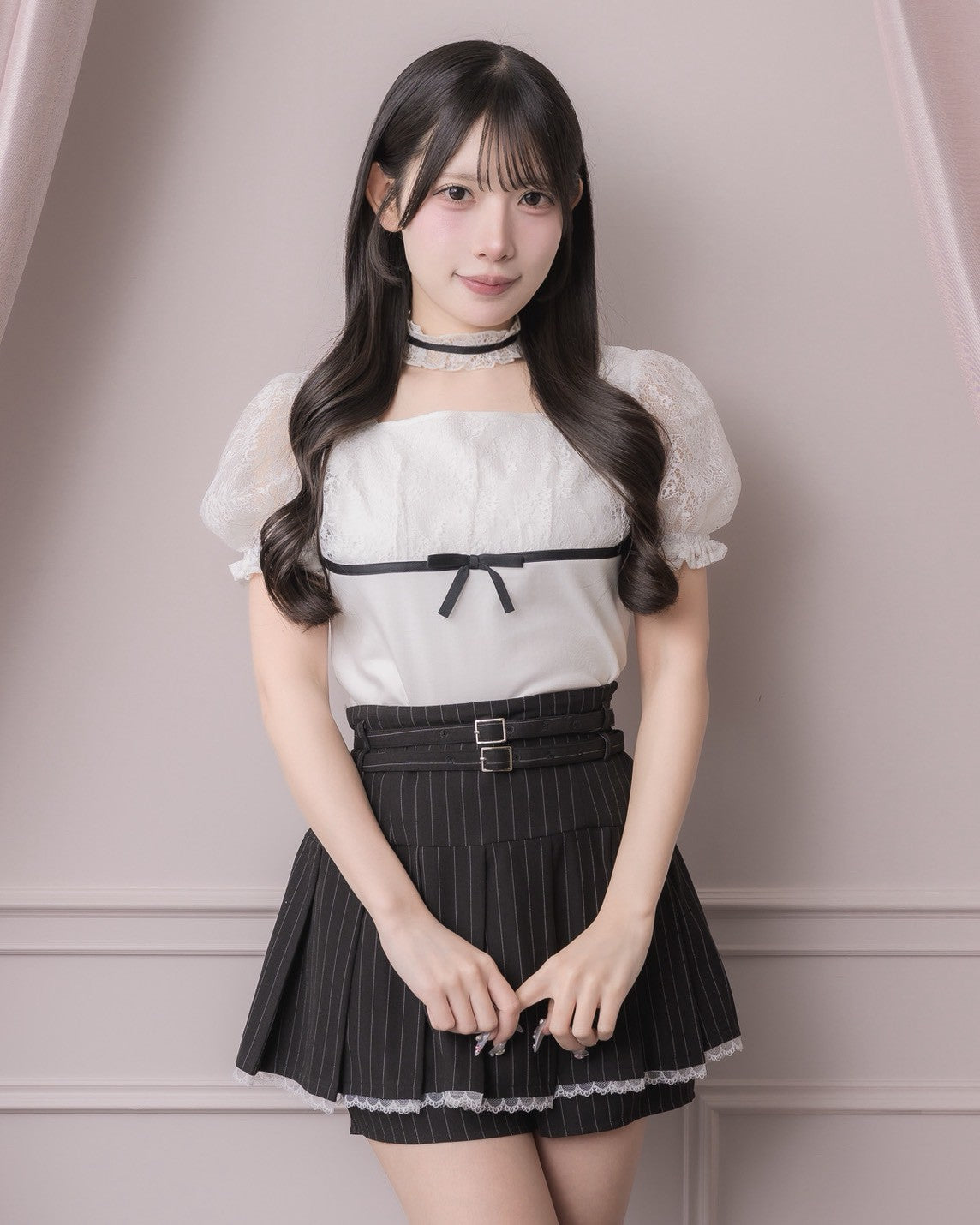 モデル身長:152cm/着用カラー:ホワイト
