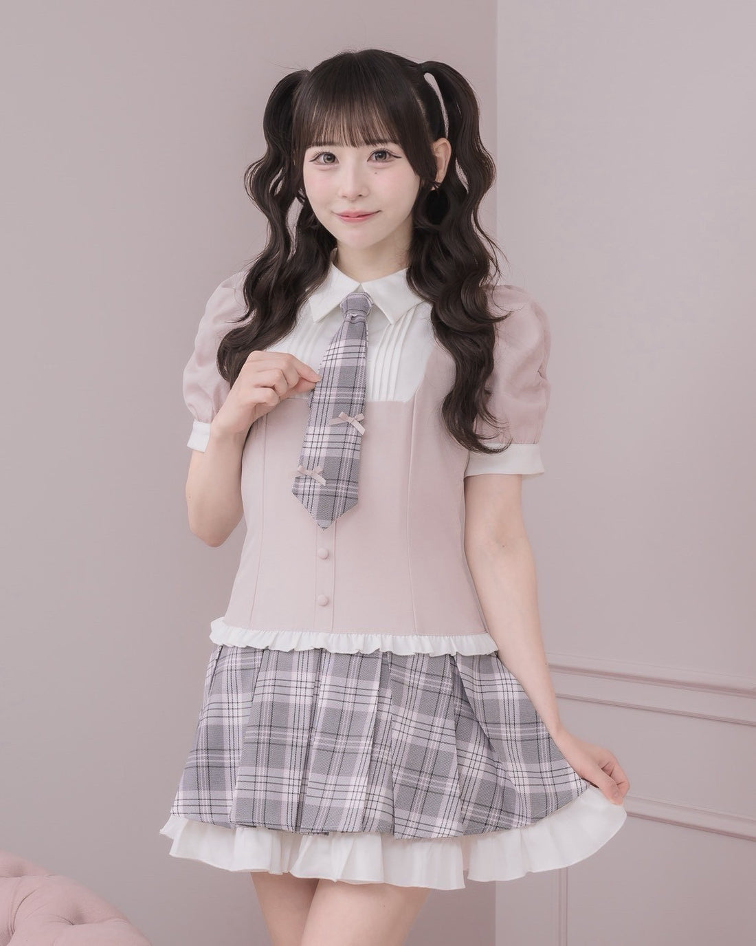 モデル身長:153cm/着用カラー:ピンク