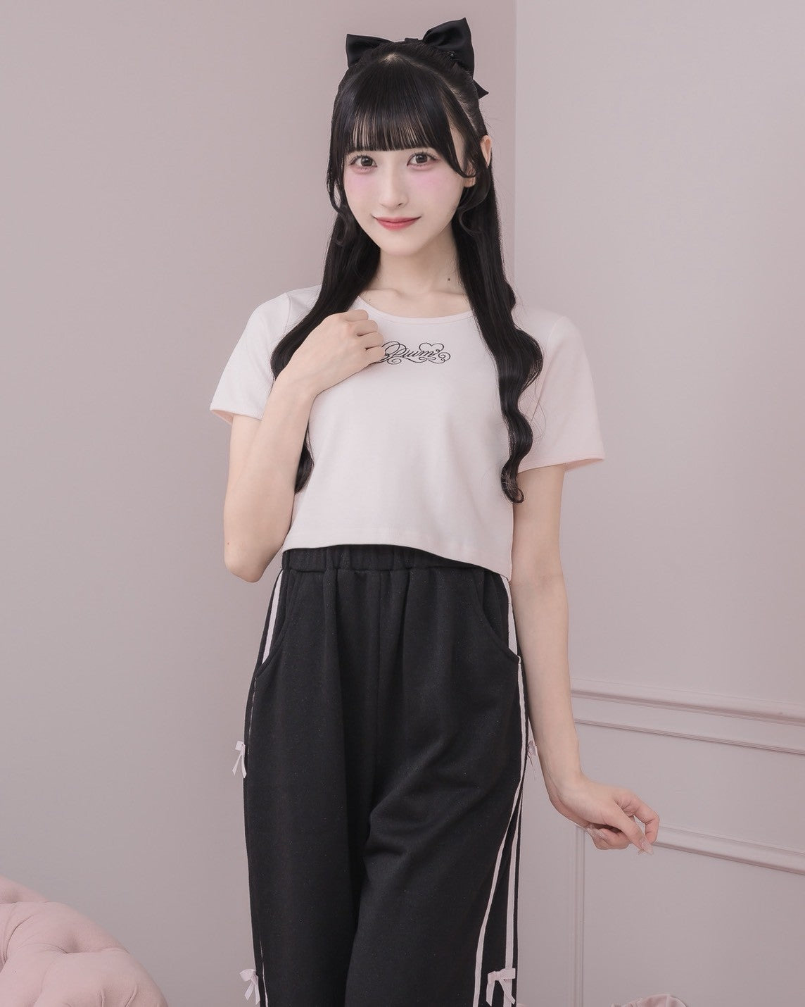 モデル身長:157cm/着用カラー:ピンク×ブラック