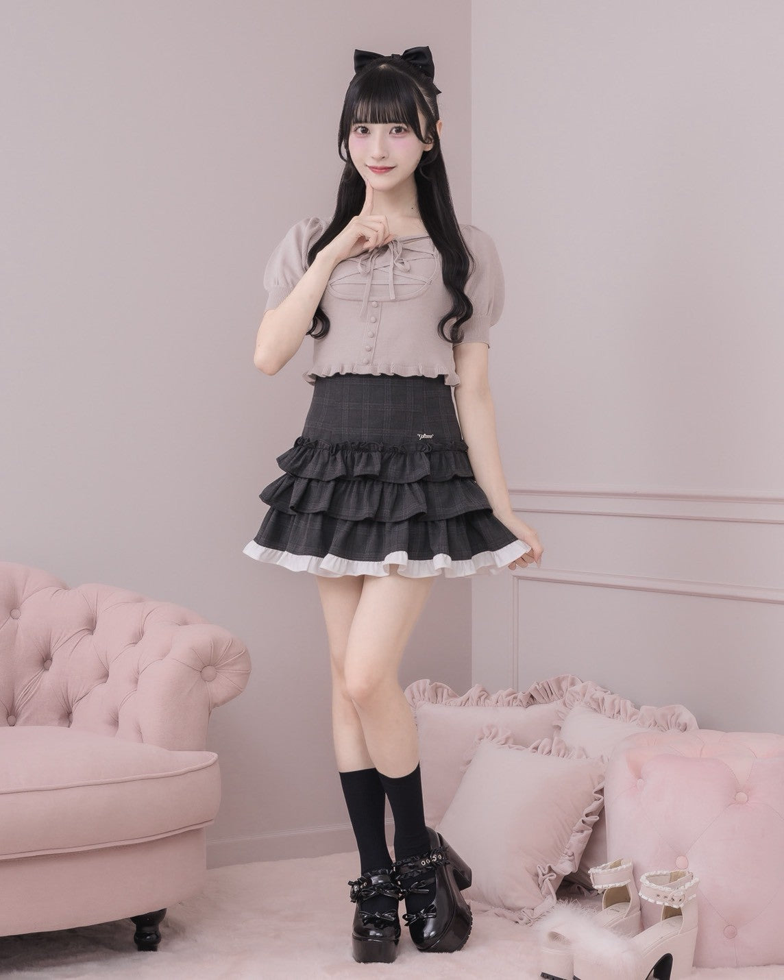 モデル身長:157cm/着用カラー:グレージュ