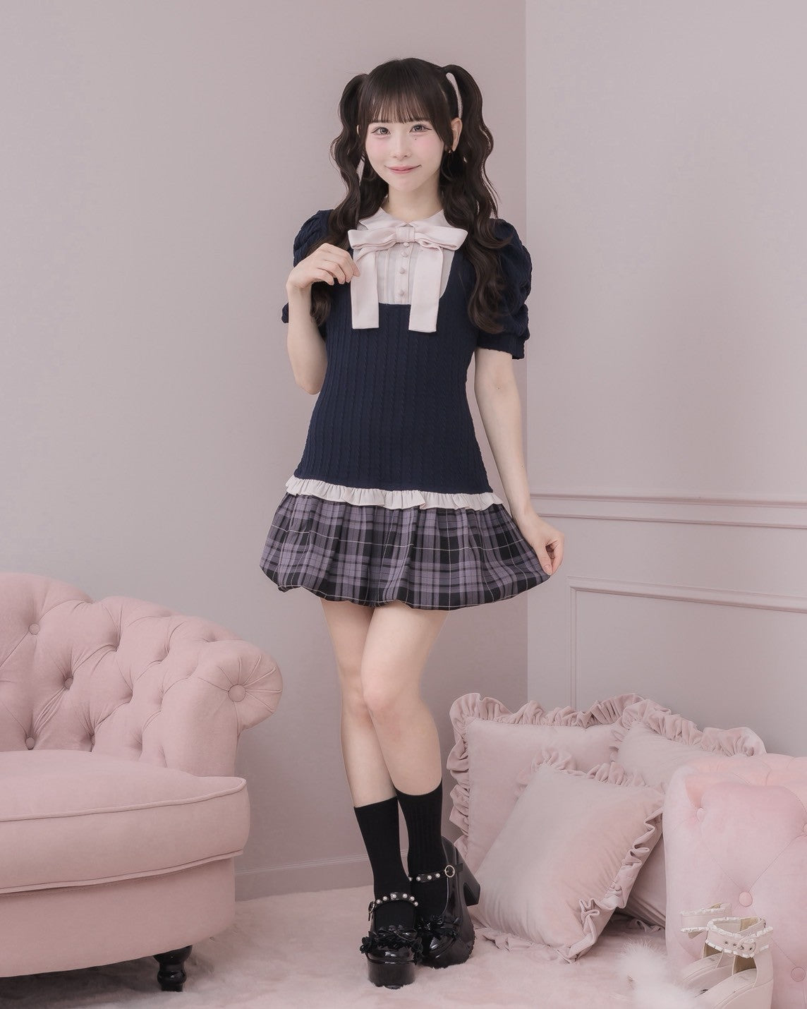 モデル身長:153cm/着用カラー:ネイビー