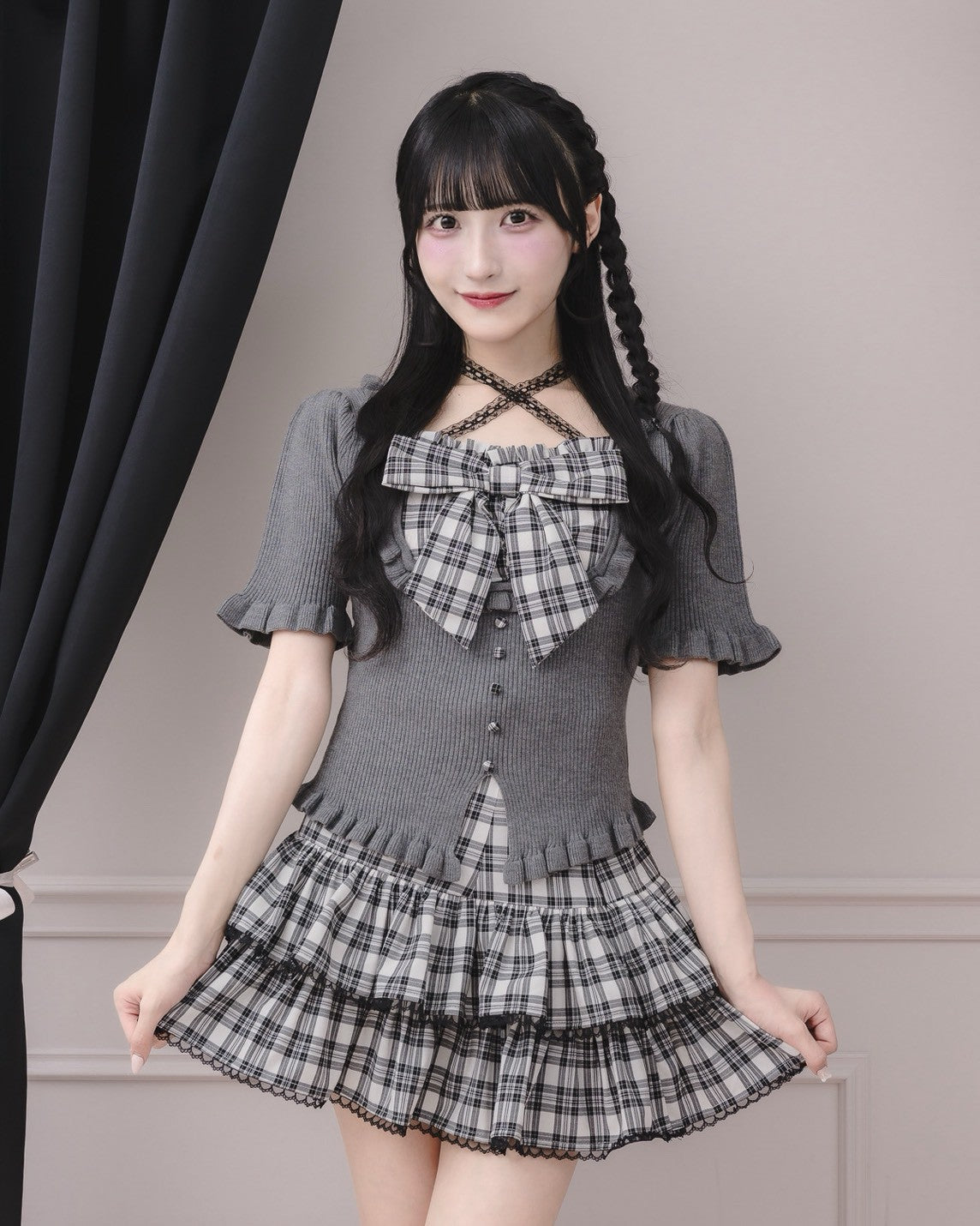 モデル身長:157cm/着用カラー : ホワイトチェック