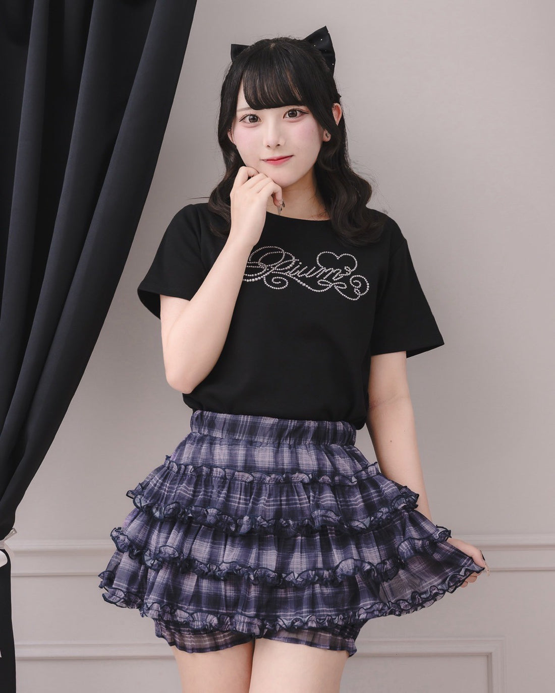 モデル身長:161cm/着用カラー:ネイビーチェック