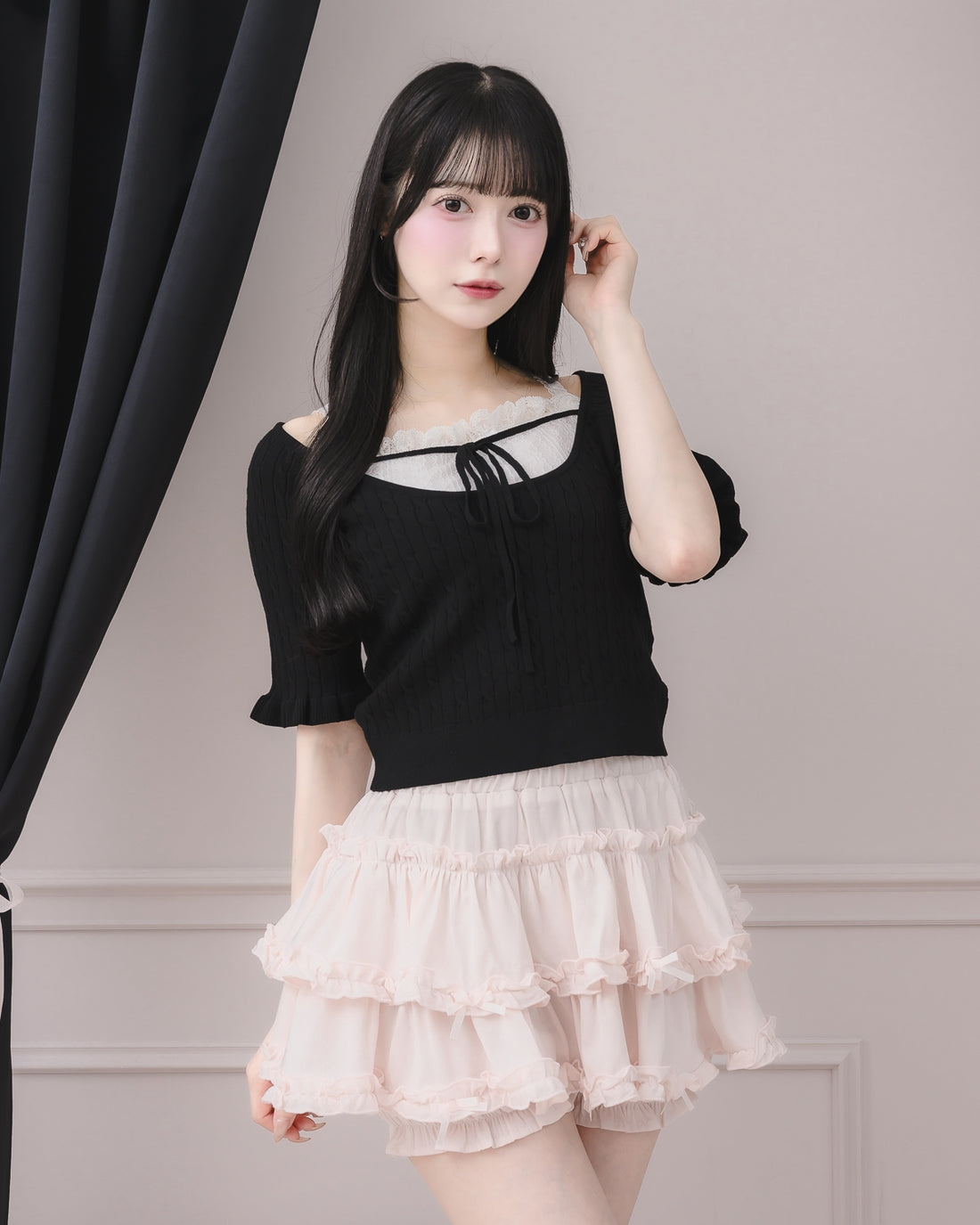 モデル身長:155cm/着用カラー:ブラック