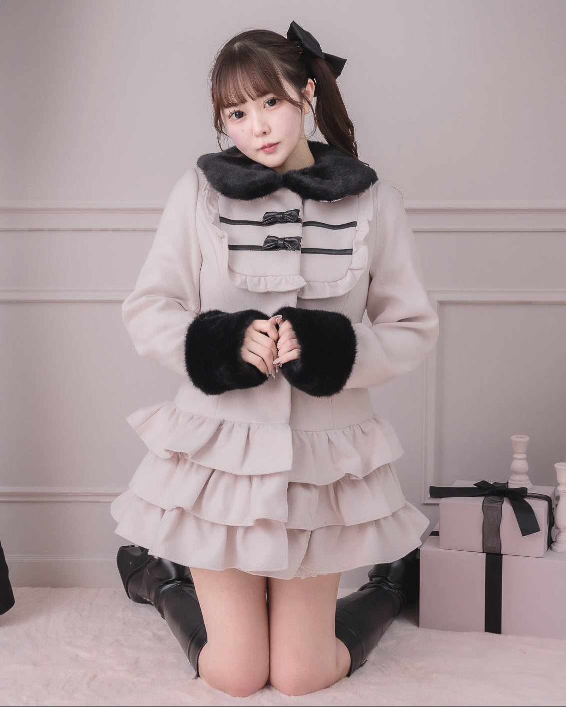 モデル身長:157cm/着用カラー:ピンク×ブラック