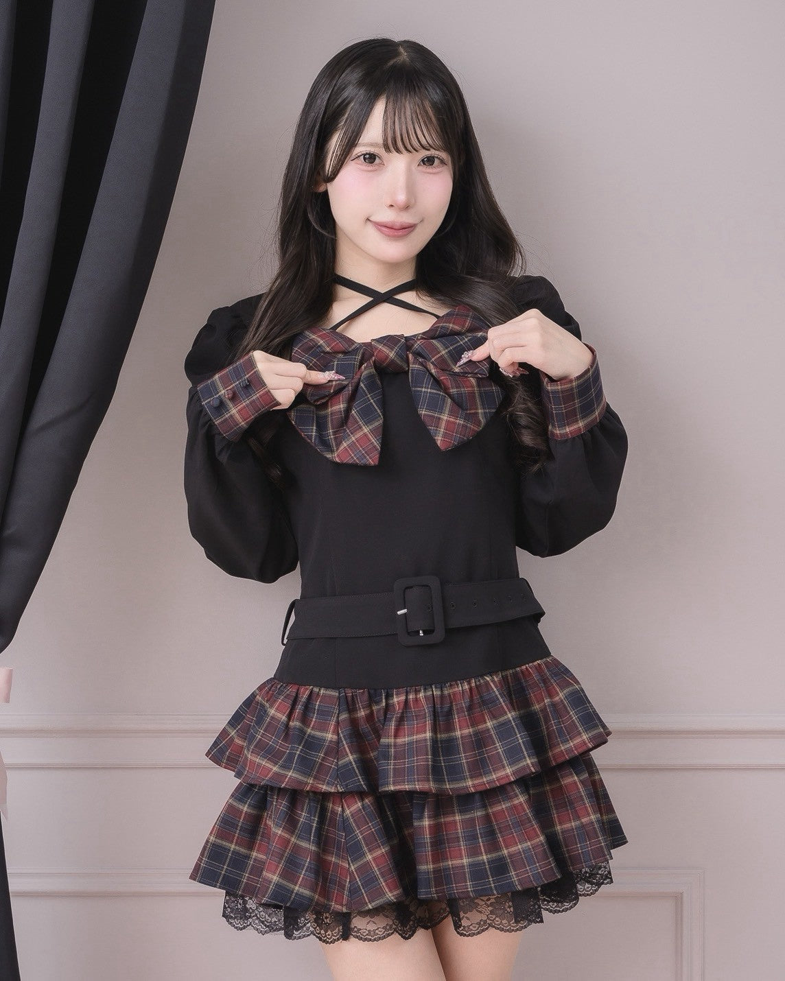 モデル身長:155cm/着用カラー:ブラック