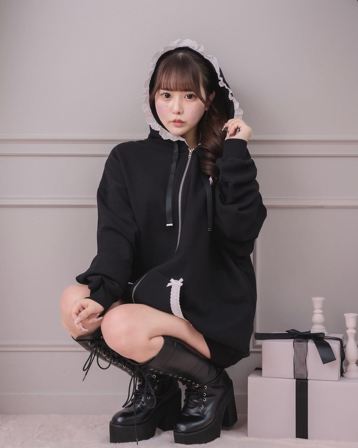 モデル身長:157cm/着用カラー:ブラック