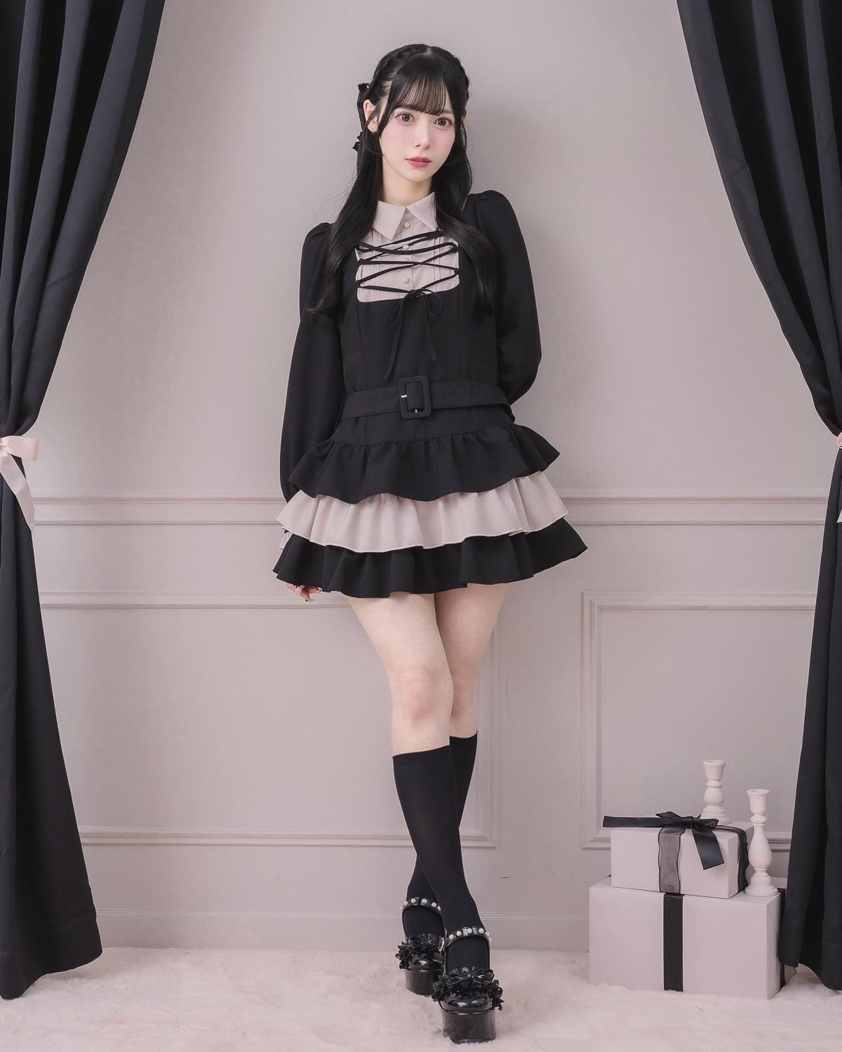 モデル身長:155cm/着用カラー:ブラック