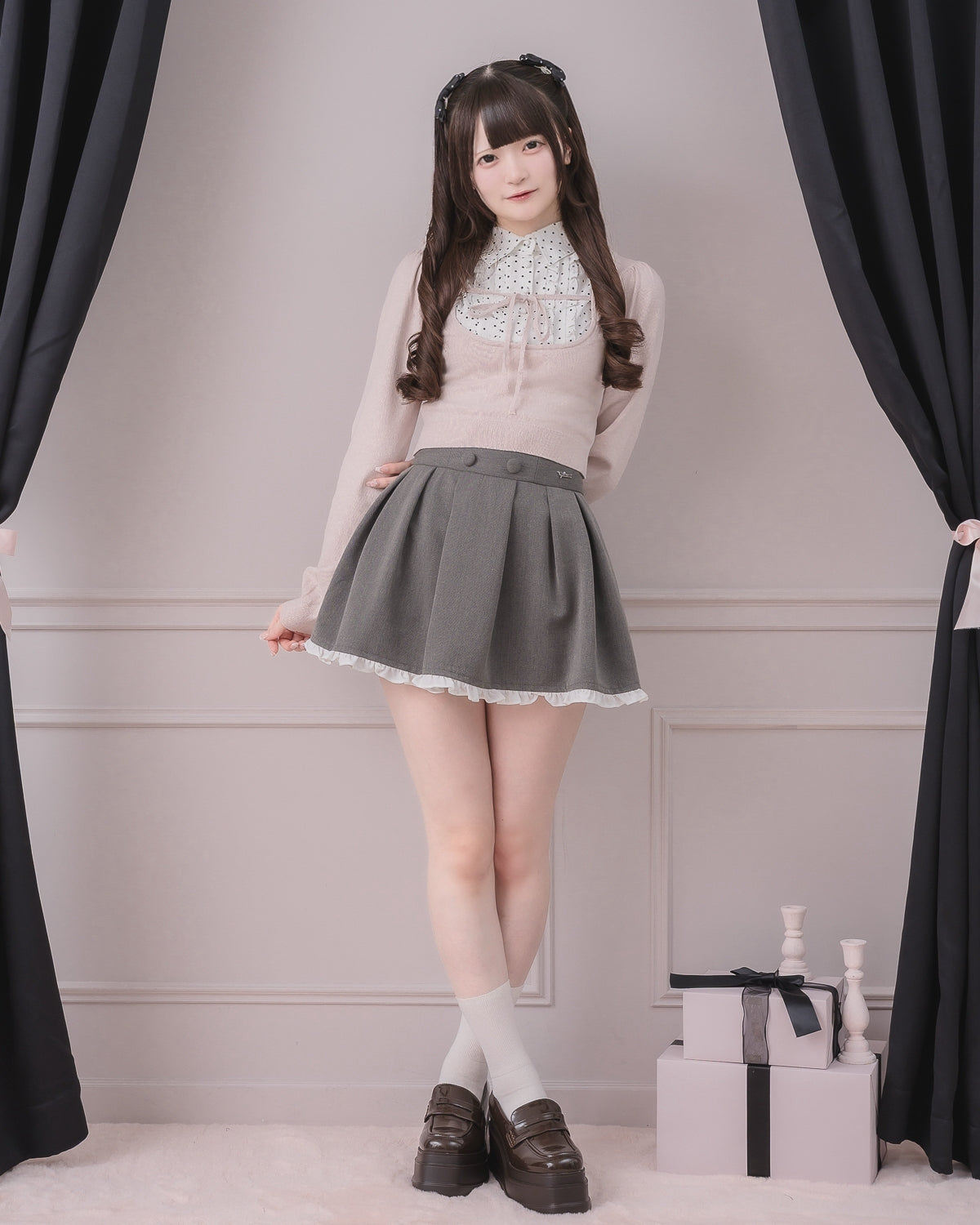 モデル身長:155cm/着用カラー:ピンク