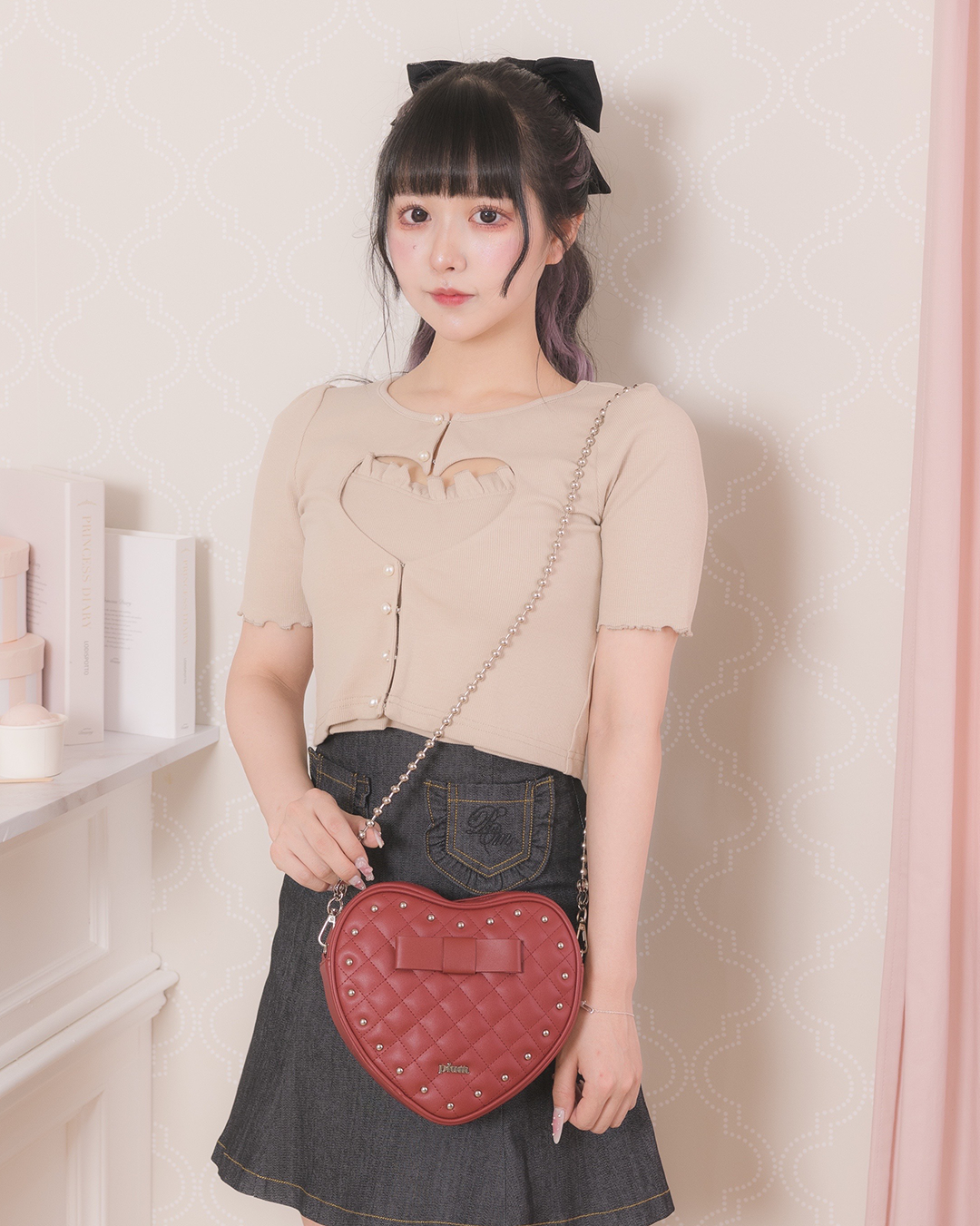 ハートオープンカーデ×キャミセット