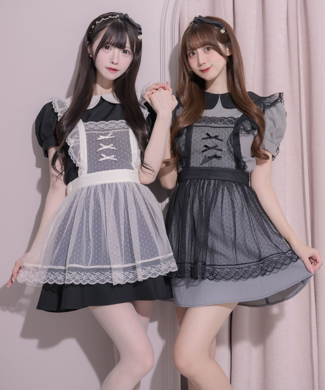 チュールエプロン付きドーリーミニワンピ