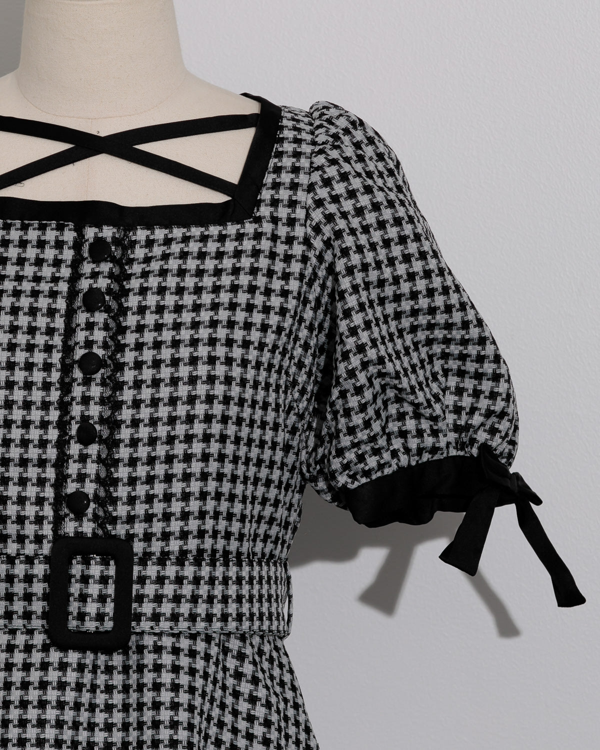 千鳥柄ジャガードベルトミニワンピース