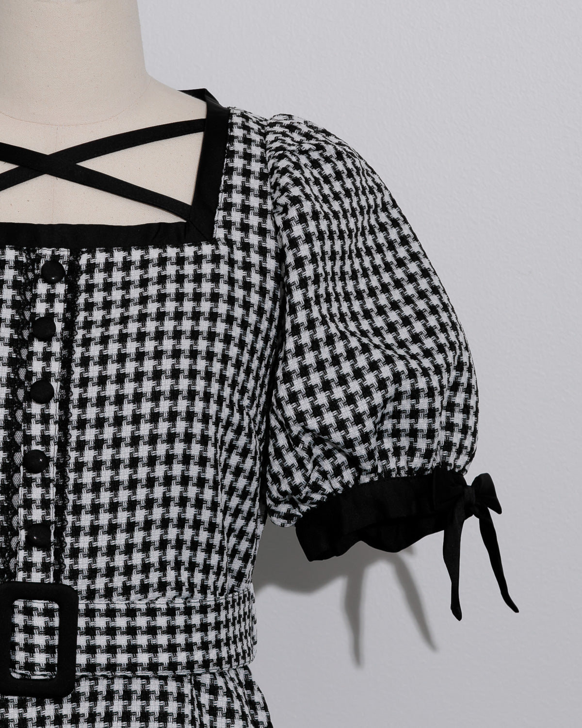 千鳥柄ジャガードベルトミニワンピース