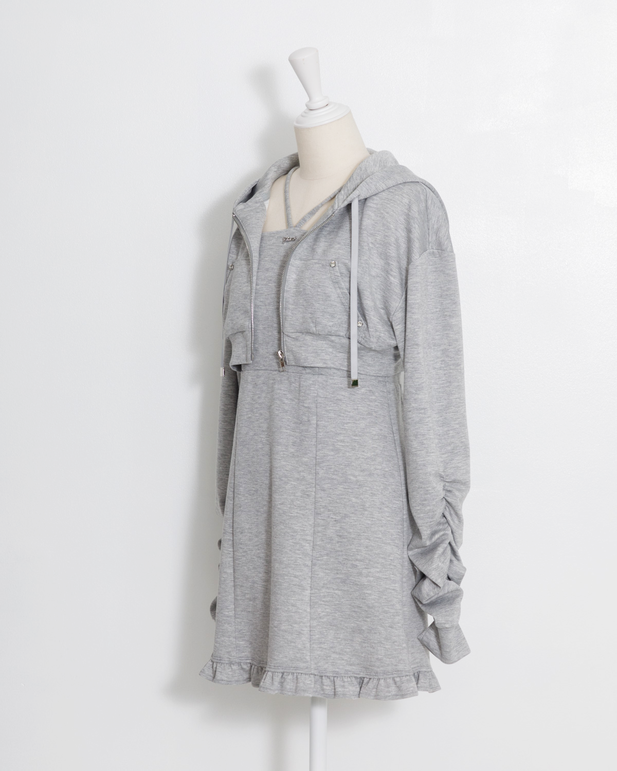 ボンディングワンピ×ショートパーカーセット