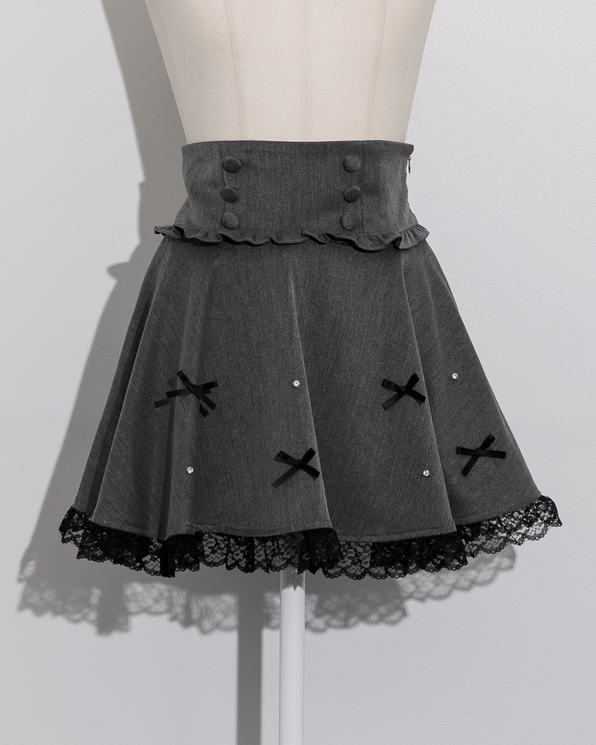 ♥pium リボンビジュードーリーフレアスカート ブラック♥ リボンビジュードーリーフレアスカート – pium
