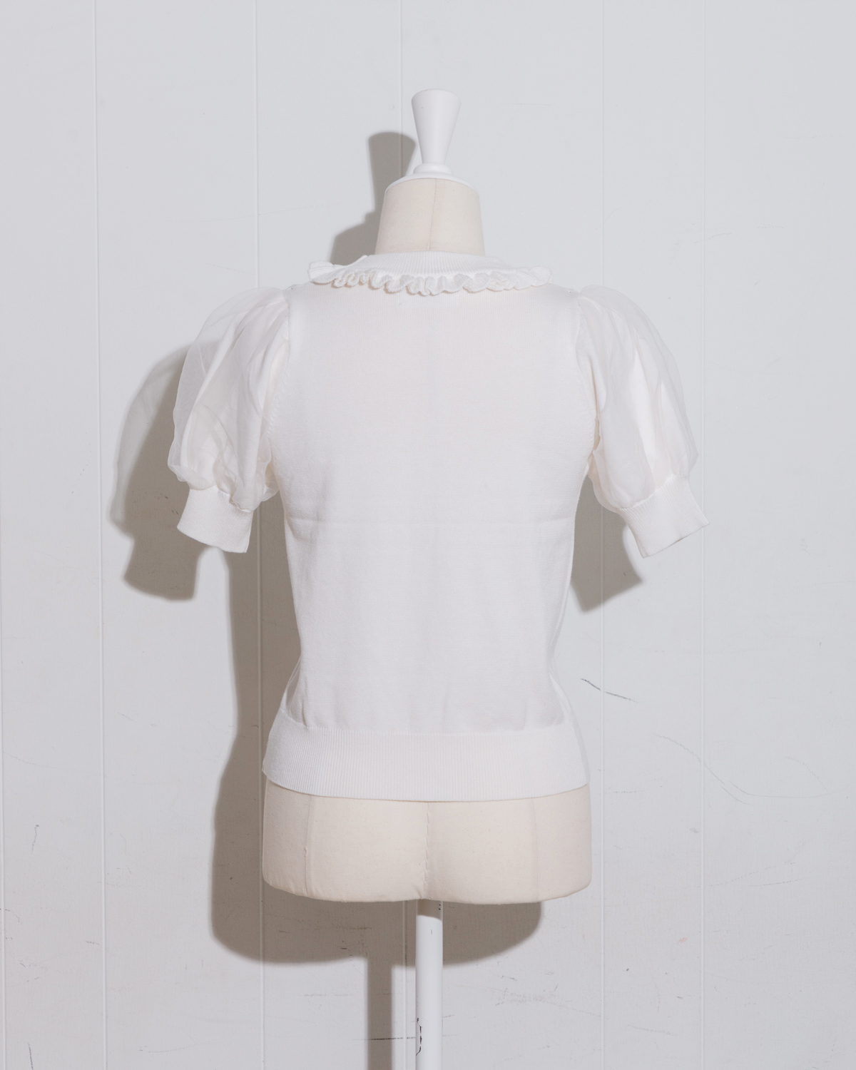 ファーリボンアームウォーマー付きニット