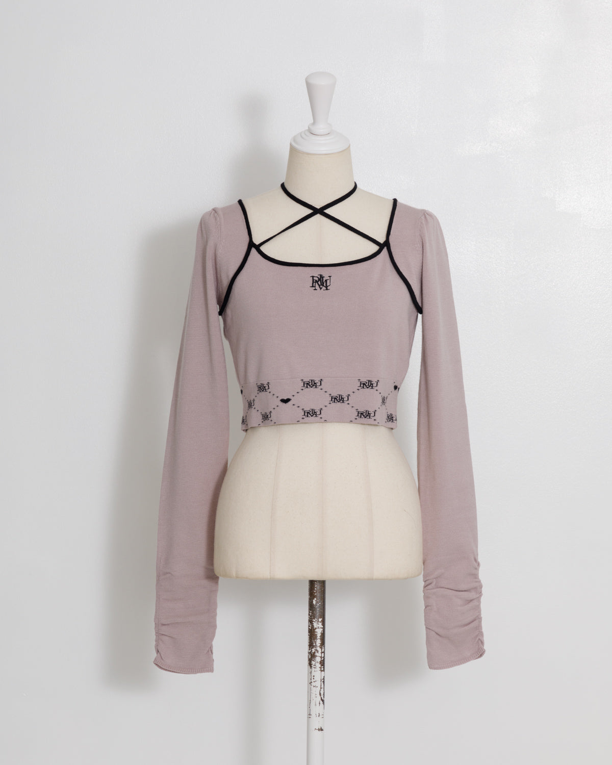 piumモノグラムテープニット